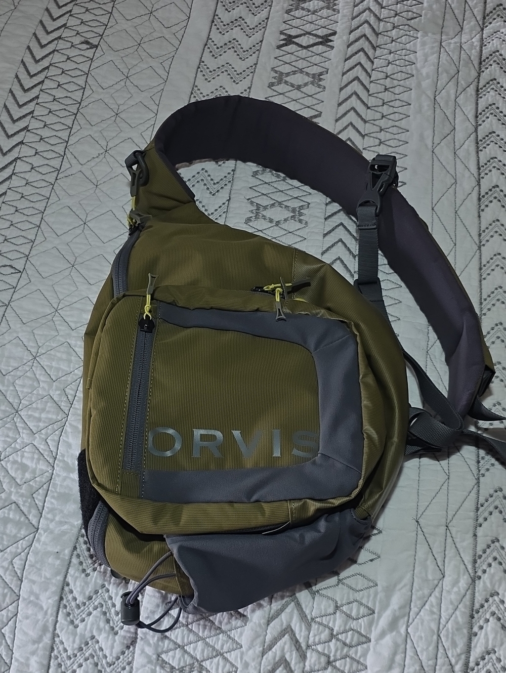 Orvis Olive Green and Gray Crossbody Sling Bag Fly Fishing
